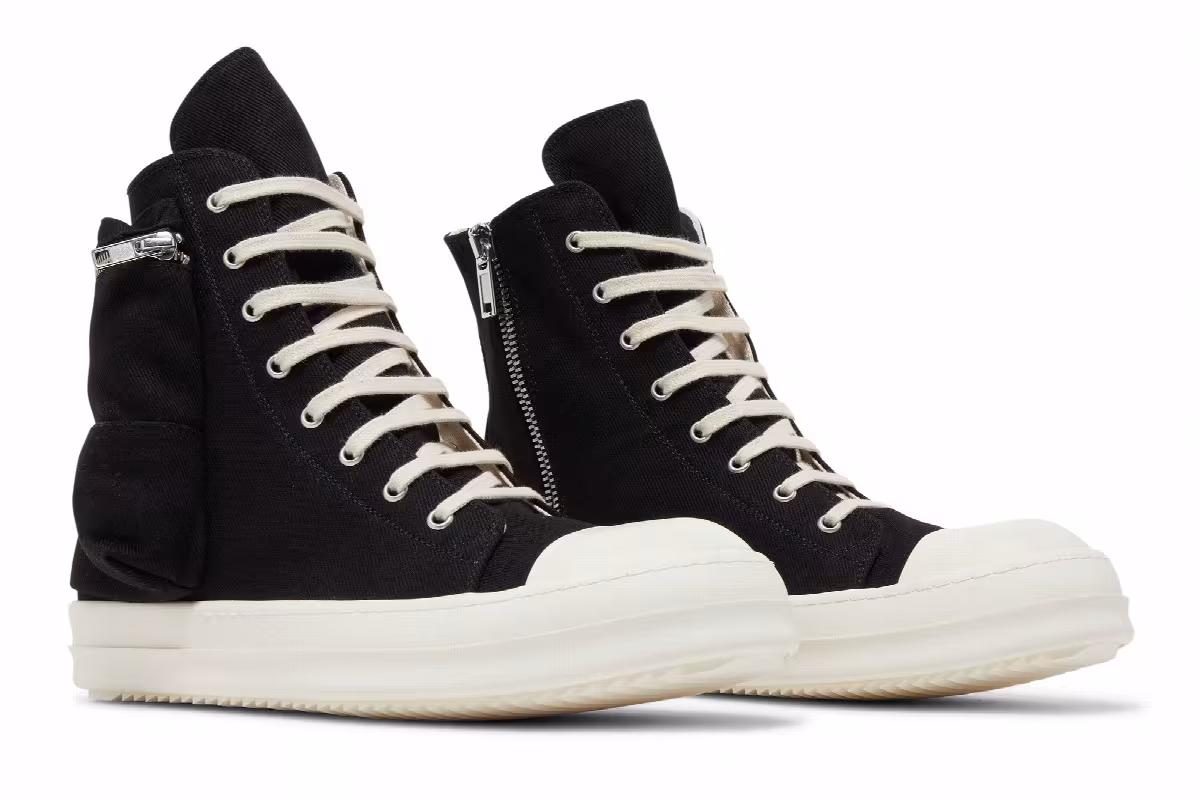Rick Owens DRKSHDW Strobe Cotton Denim Cargo High Black Milk, view 9