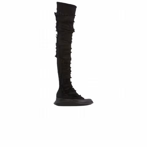 Rick Owens Wmns DRKSHDW Gethsemane Stretch Abstract Stocking Boots 'Black Destroy Denim'