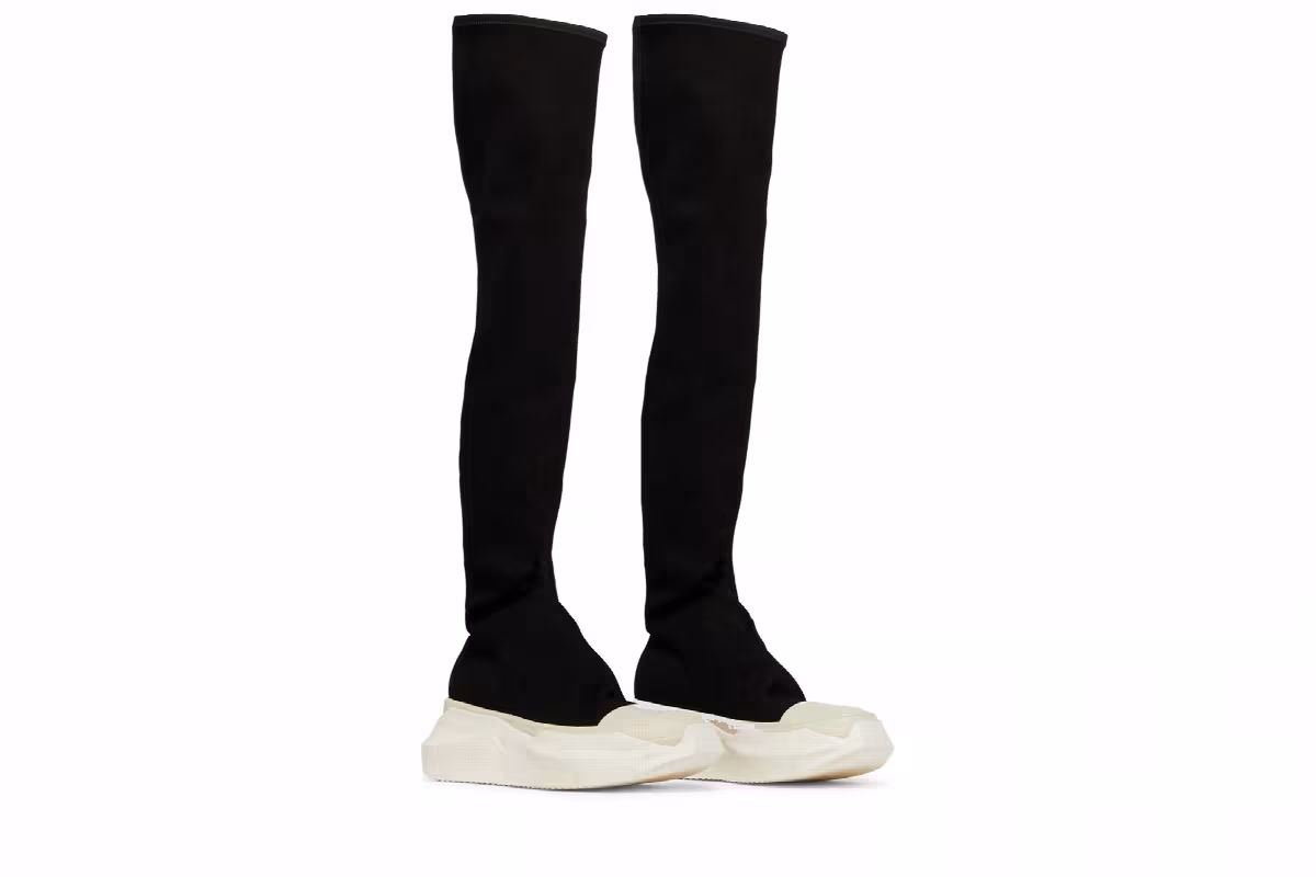 Rick Owens Women's DRKSHDW Fogachine Stretch Denim Abstract Stockings Black Milk, view 9