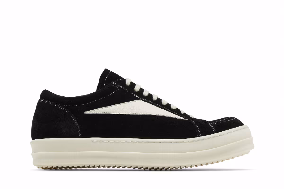 Rick Owens EDFU Suede Leather Vintage Low Black Milk, view 2