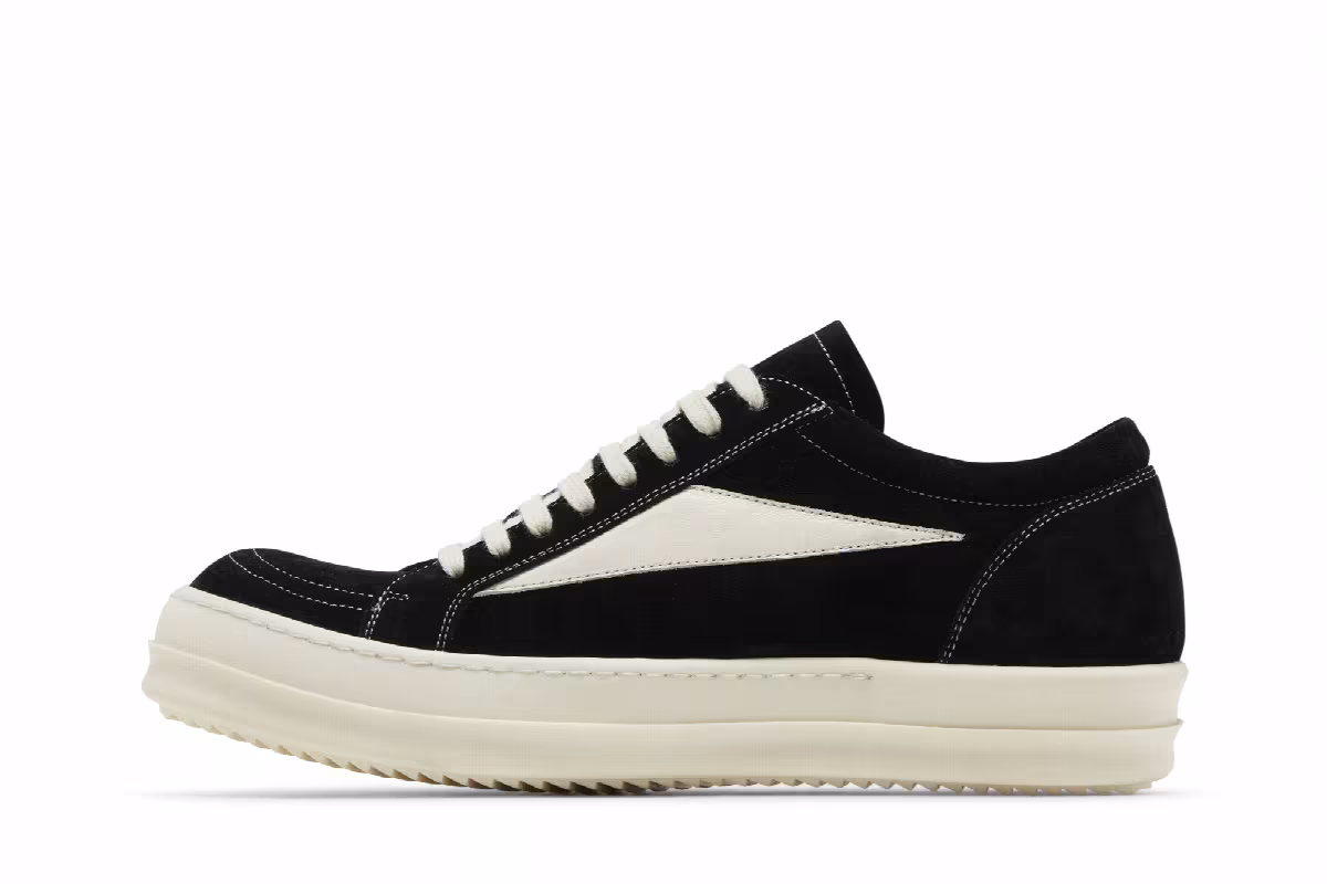 Rick Owens EDFU Suede Leather Vintage Low Black Milk, view 4