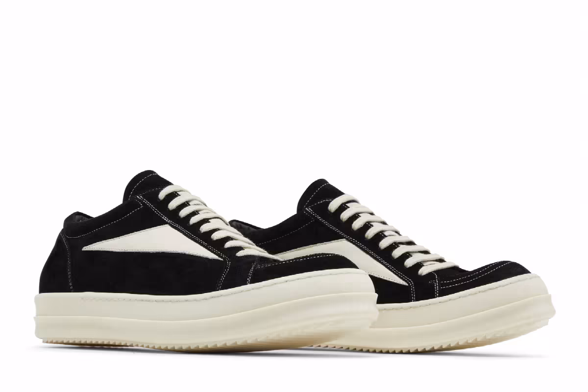 Rick Owens EDFU Suede Leather Vintage Low Black Milk, view 9