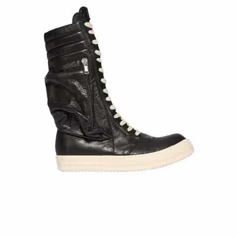 Rick Owens Cargo Geobasket Tumbled Lamb Leather 'Black Milk'