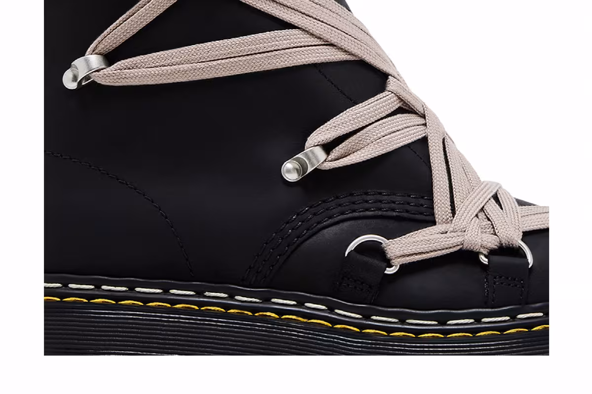 Dr. Martens x Rick Owens DRKSHDW 1460 Quad Sole Megalace Boot Black, view 3