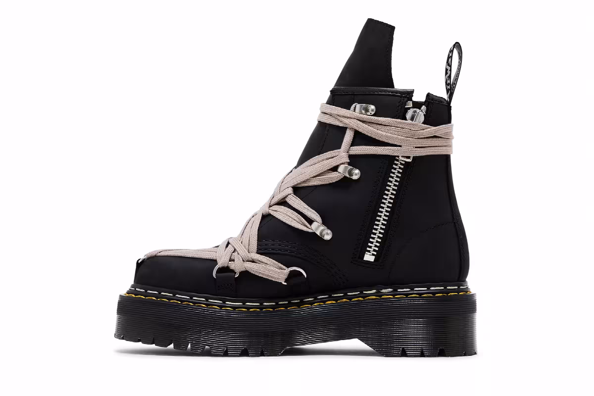 Dr. Martens x Rick Owens DRKSHDW 1460 Quad Sole Megalace Boot Black, view 4