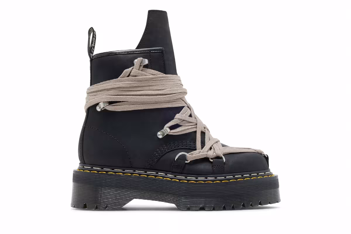 Dr. Martens x Rick Owens Women's DRKSHDW 1460 Quad Sole Megalace Boot Black, view 2