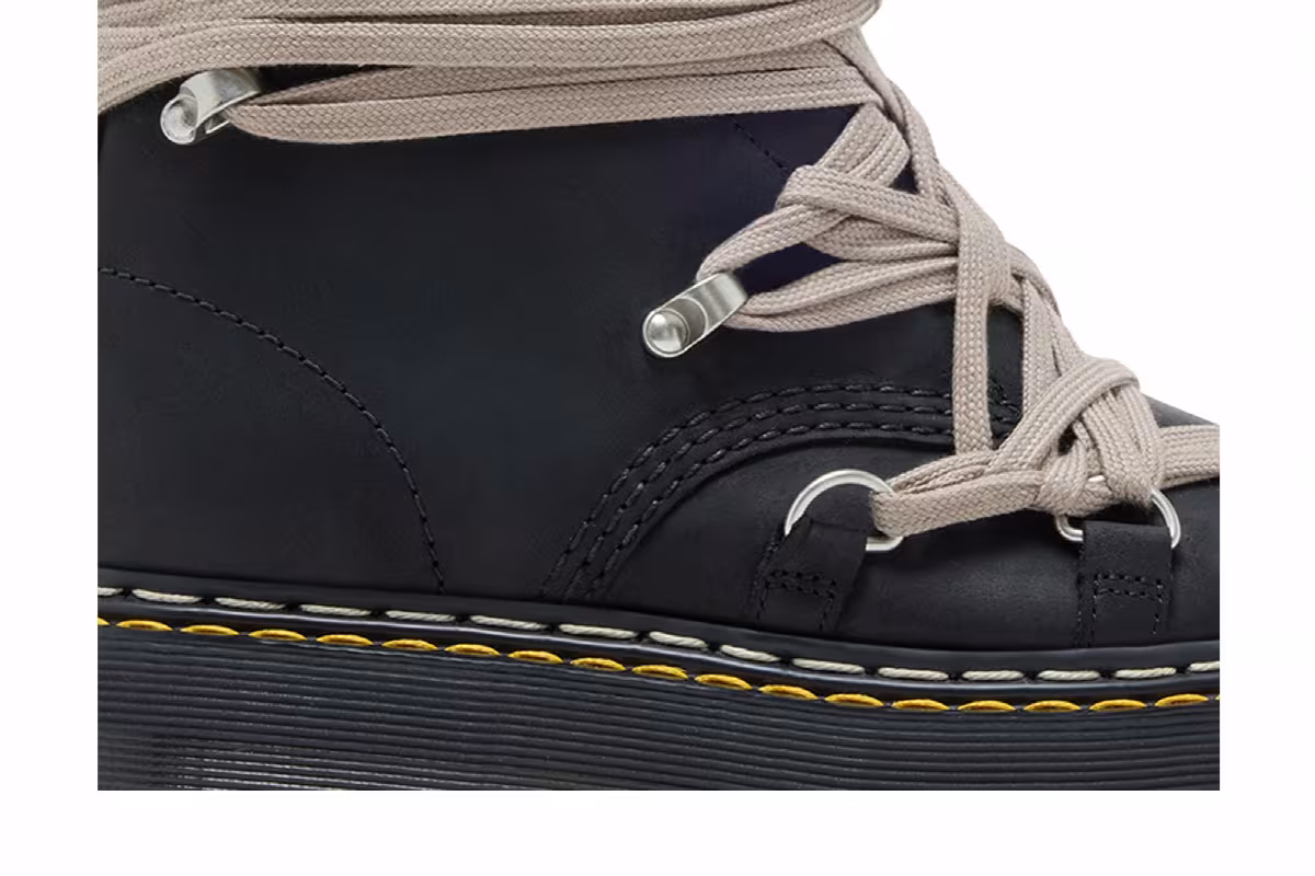 Dr. Martens x Rick Owens Women's DRKSHDW 1460 Quad Sole Megalace Boot Black, view 3