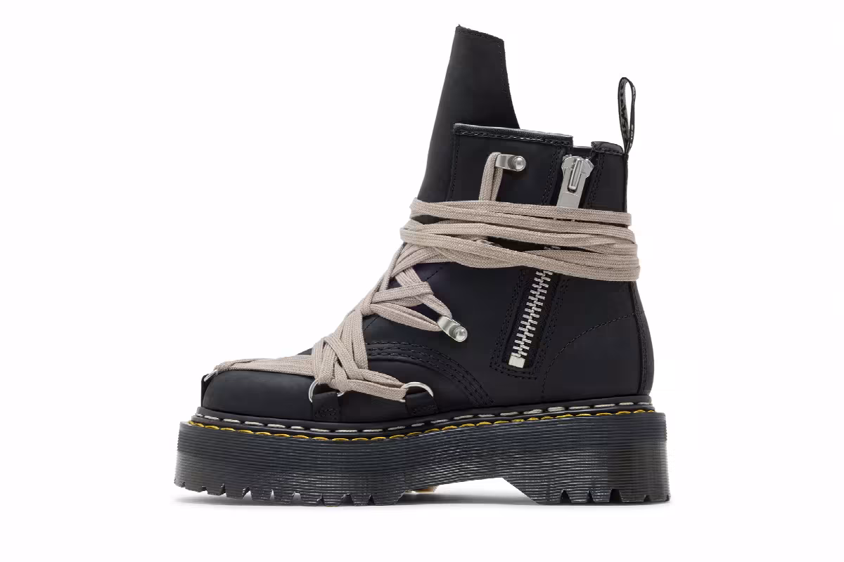 Dr. Martens x Rick Owens Women's DRKSHDW 1460 Quad Sole Megalace Boot Black, view 4