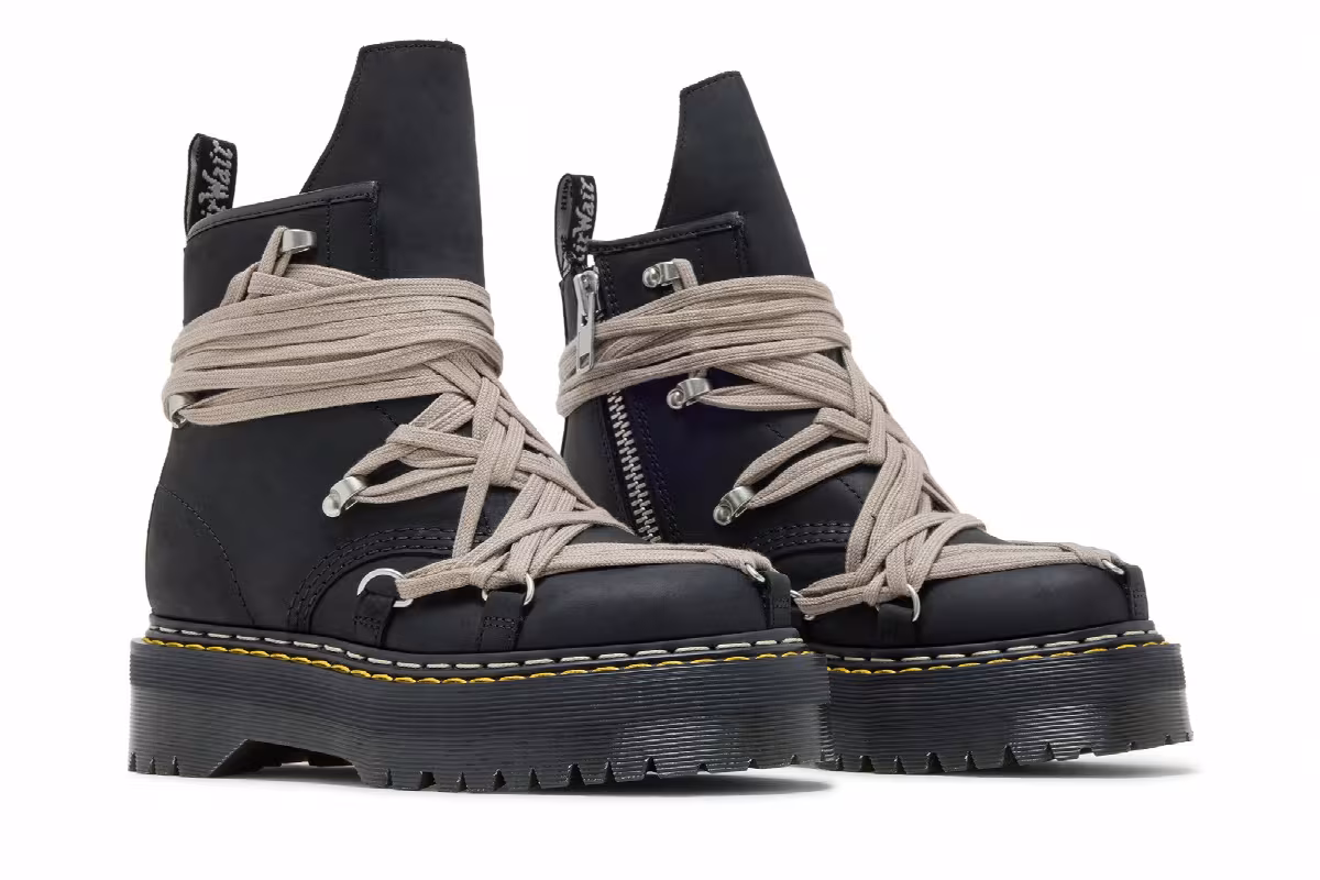 Dr. Martens x Rick Owens Women's DRKSHDW 1460 Quad Sole Megalace Boot Black, view 9