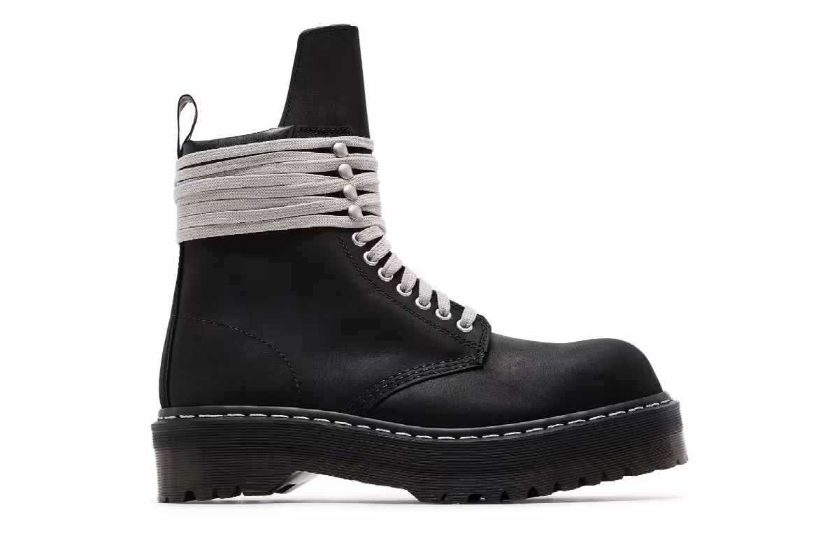 Dr. Martens x Rick Owens DRKSHDW 1460 Quad Sole Steel Toe Boot Black, view 2
