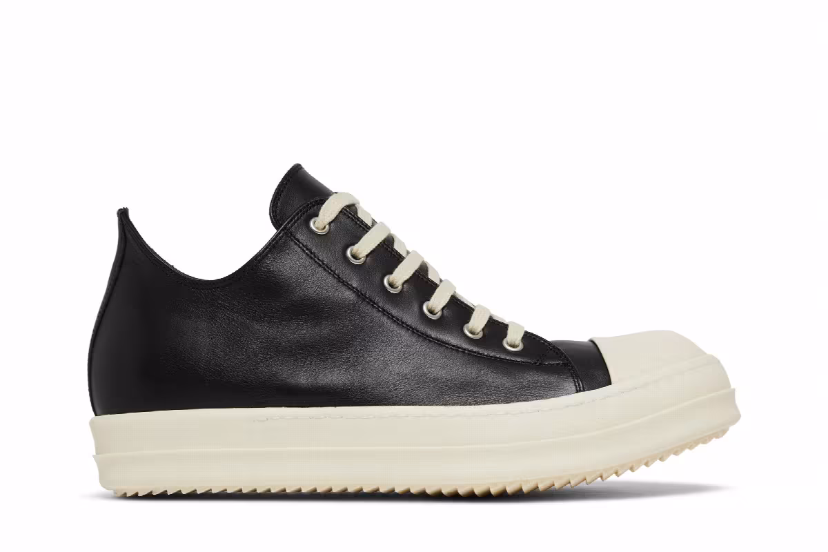 Rick Owens Strobe Leather Low Black Milk, view 2