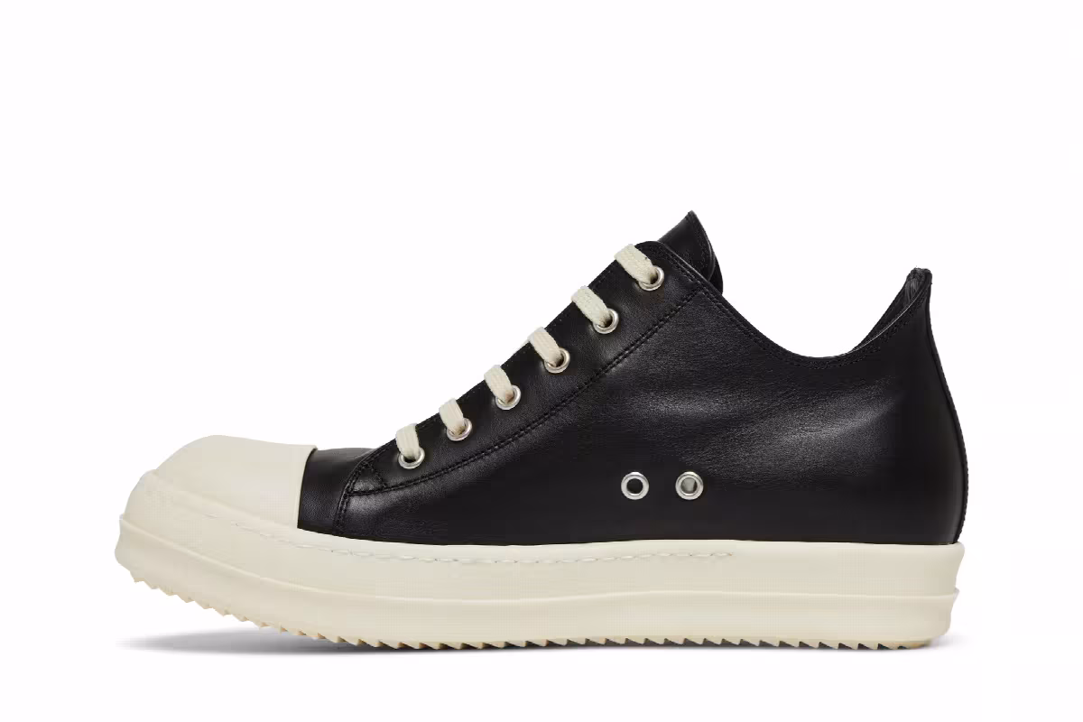 Rick Owens Strobe Leather Low Black Milk, view 4