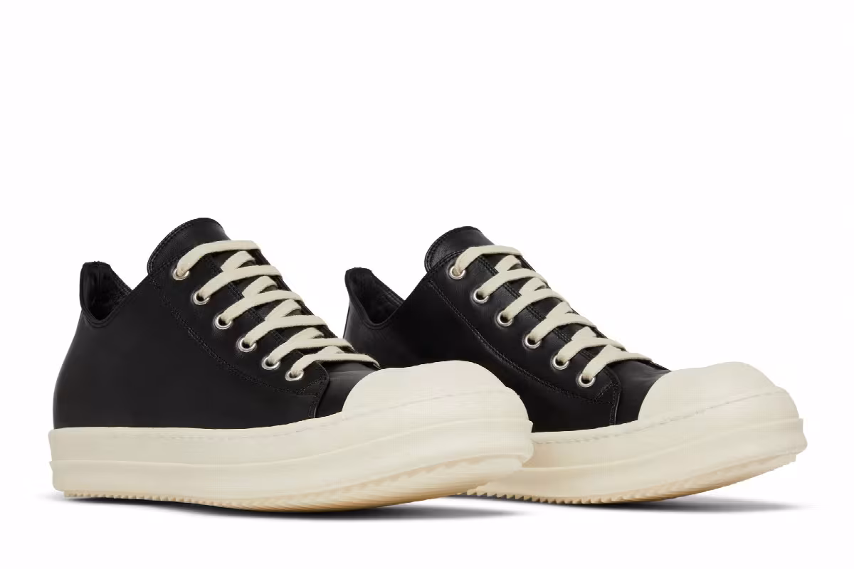 Rick Owens Strobe Leather Low Black Milk, view 9