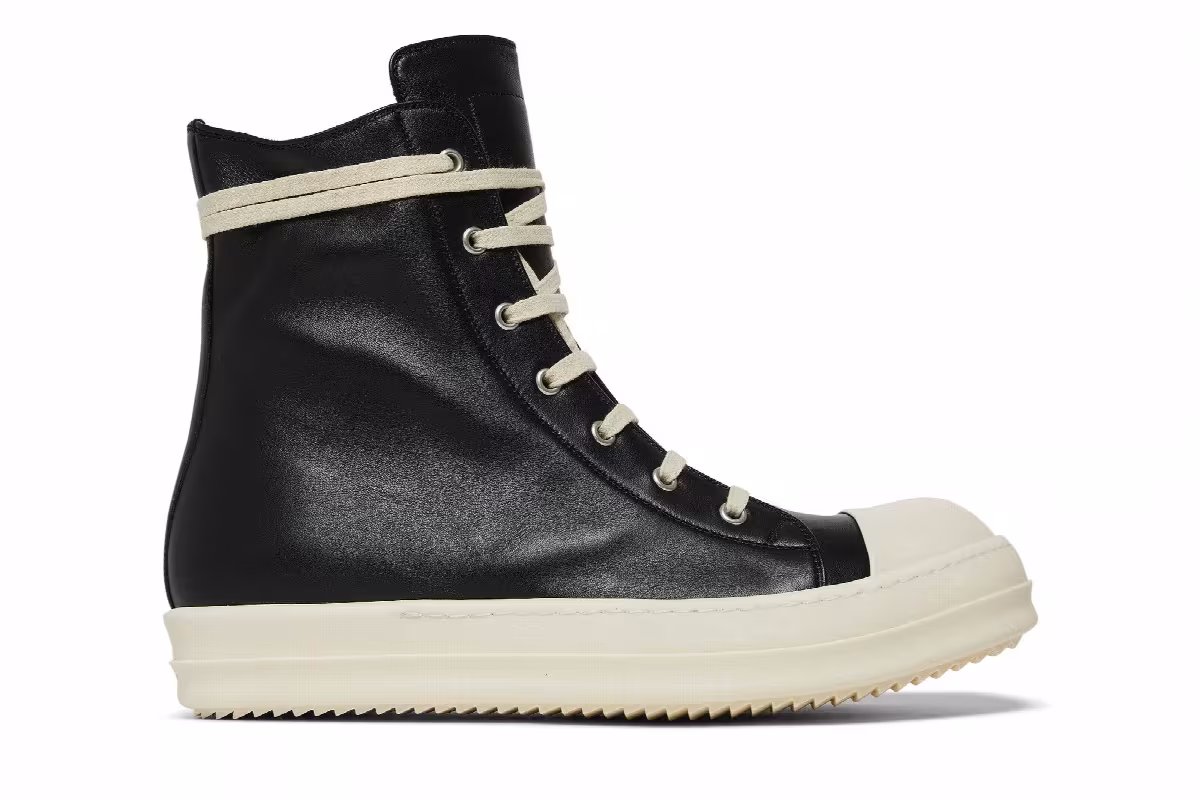 Rick Owens Strobe Leather High Black Milk, view 2