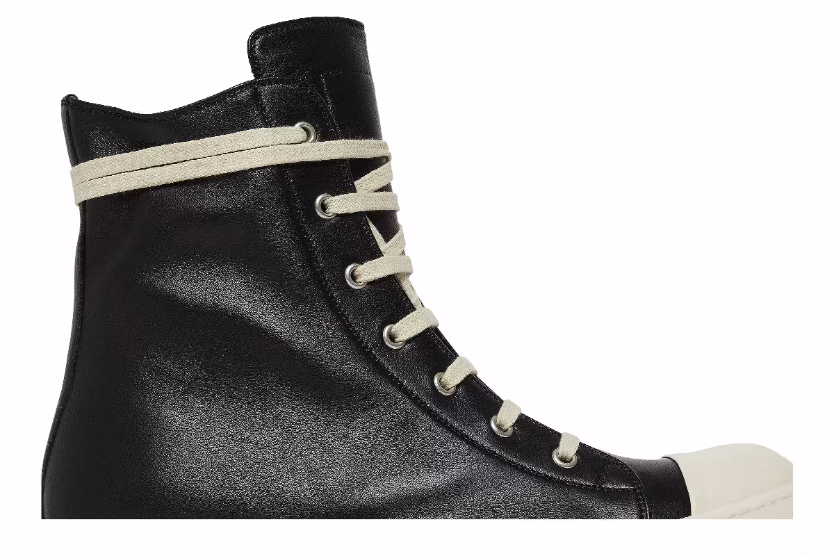 Rick Owens Strobe Leather High Black Milk, view 3