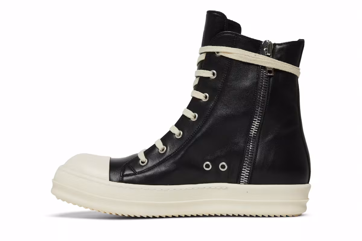 Rick Owens Strobe Leather High Black Milk, view 4