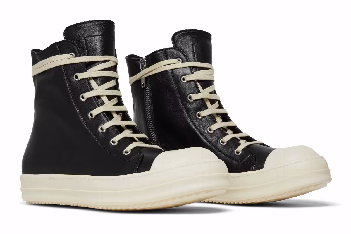 Rick Owens Strobe Leather High Black Milk, view 9