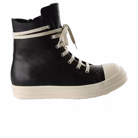 Rick Owens Scarpe In Pelle Sneaker 'Black Milk'