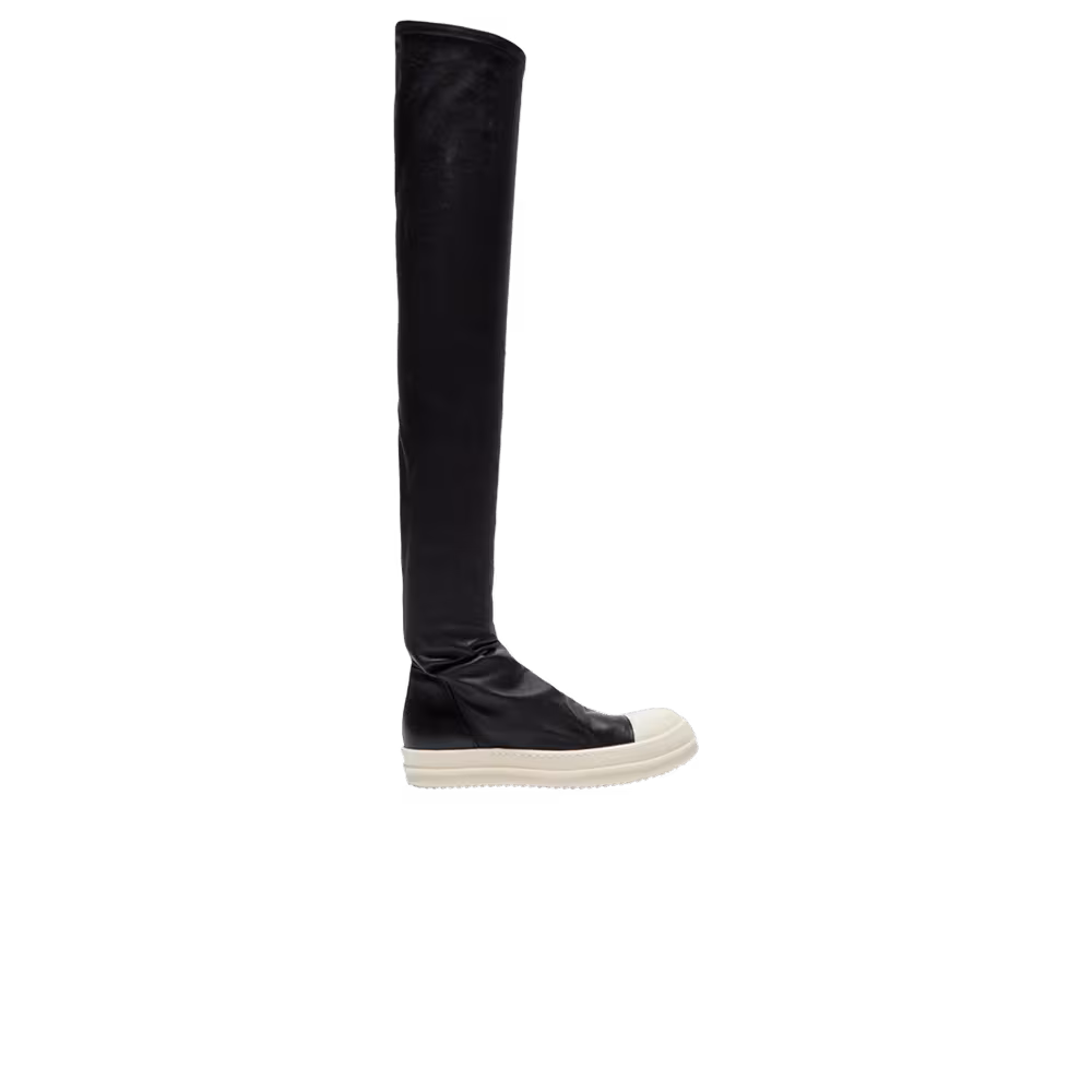 Rick Owens Women's Stivali Pelle High Stocking Sneaks Black Milk