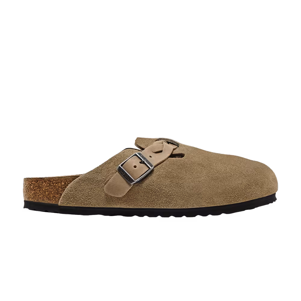 Birkenstock Boston Braided Suede Leather Narrow Taupe