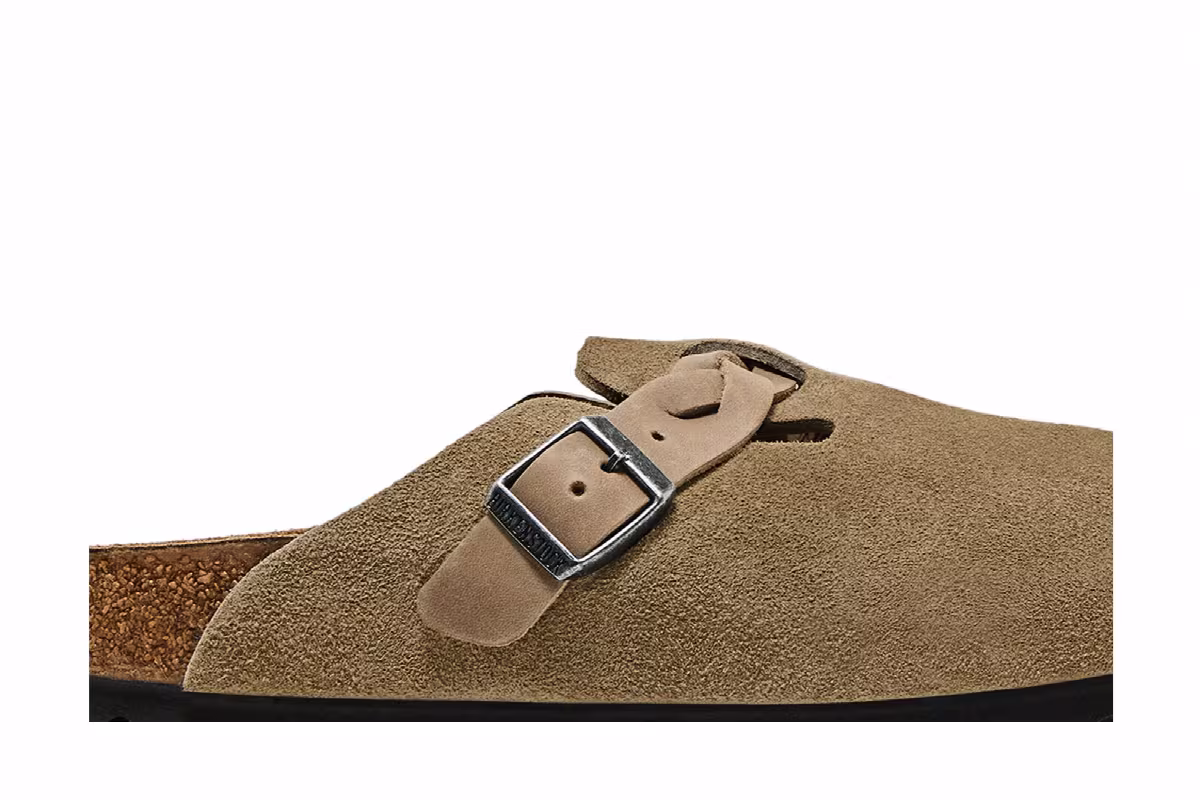 Birkenstock Boston Braided Suede Leather Narrow Taupe, view 3
