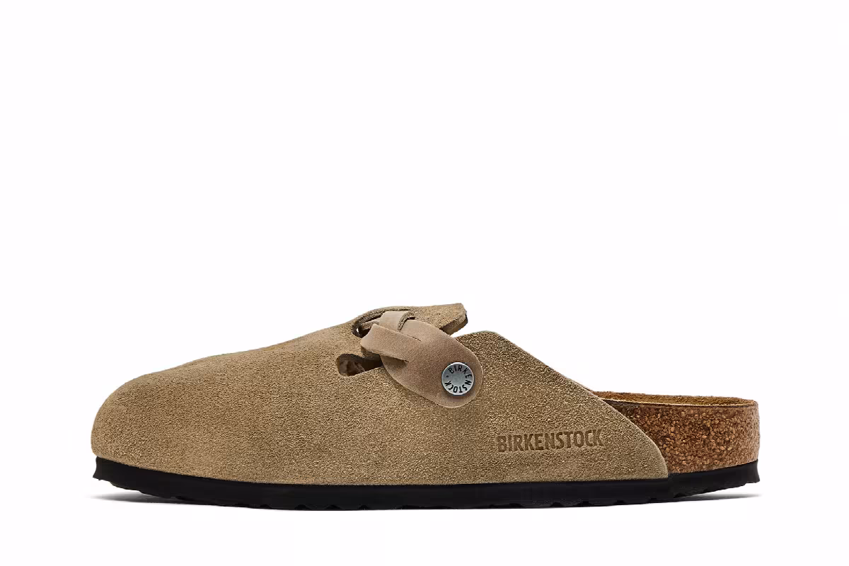 Birkenstock Boston Braided Suede Leather Narrow Taupe, view 4