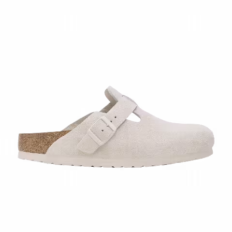 Birkenstock Boston Soft Footbed Suede Leather Narrow 'Antique White'