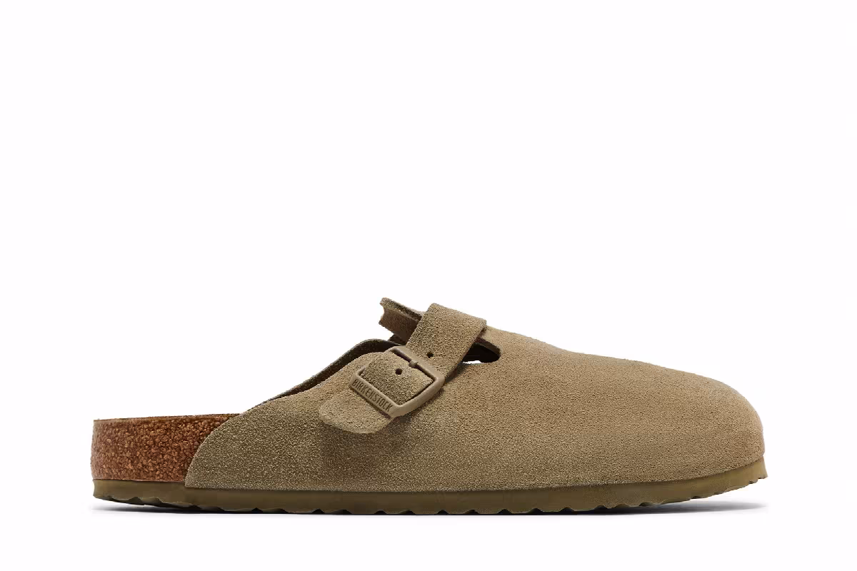 Birkenstock Boston Suede Leather Faded Khaki, view 2