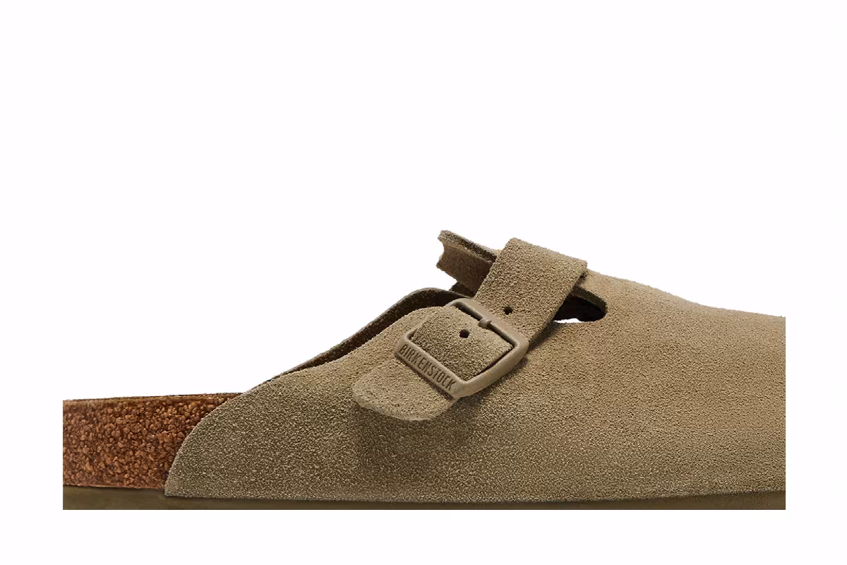 Birkenstock Boston Suede Leather Faded Khaki, view 3
