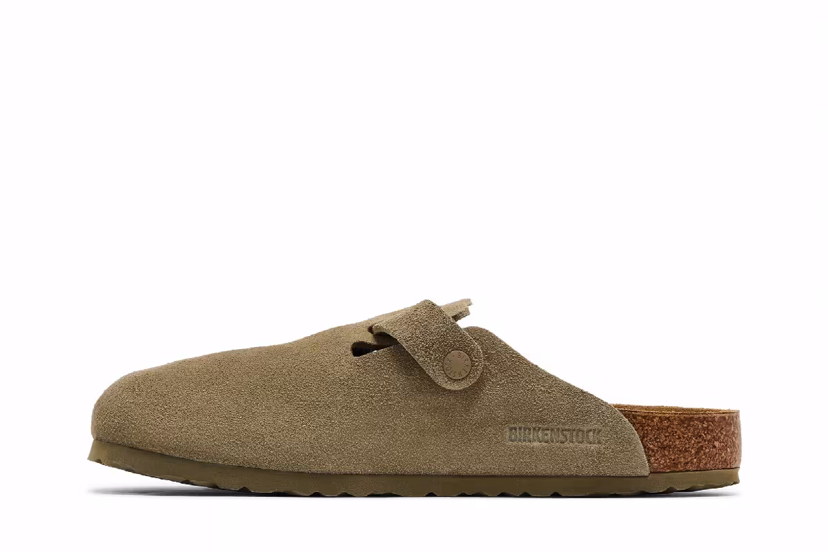 Birkenstock Boston Suede Leather Faded Khaki, view 4