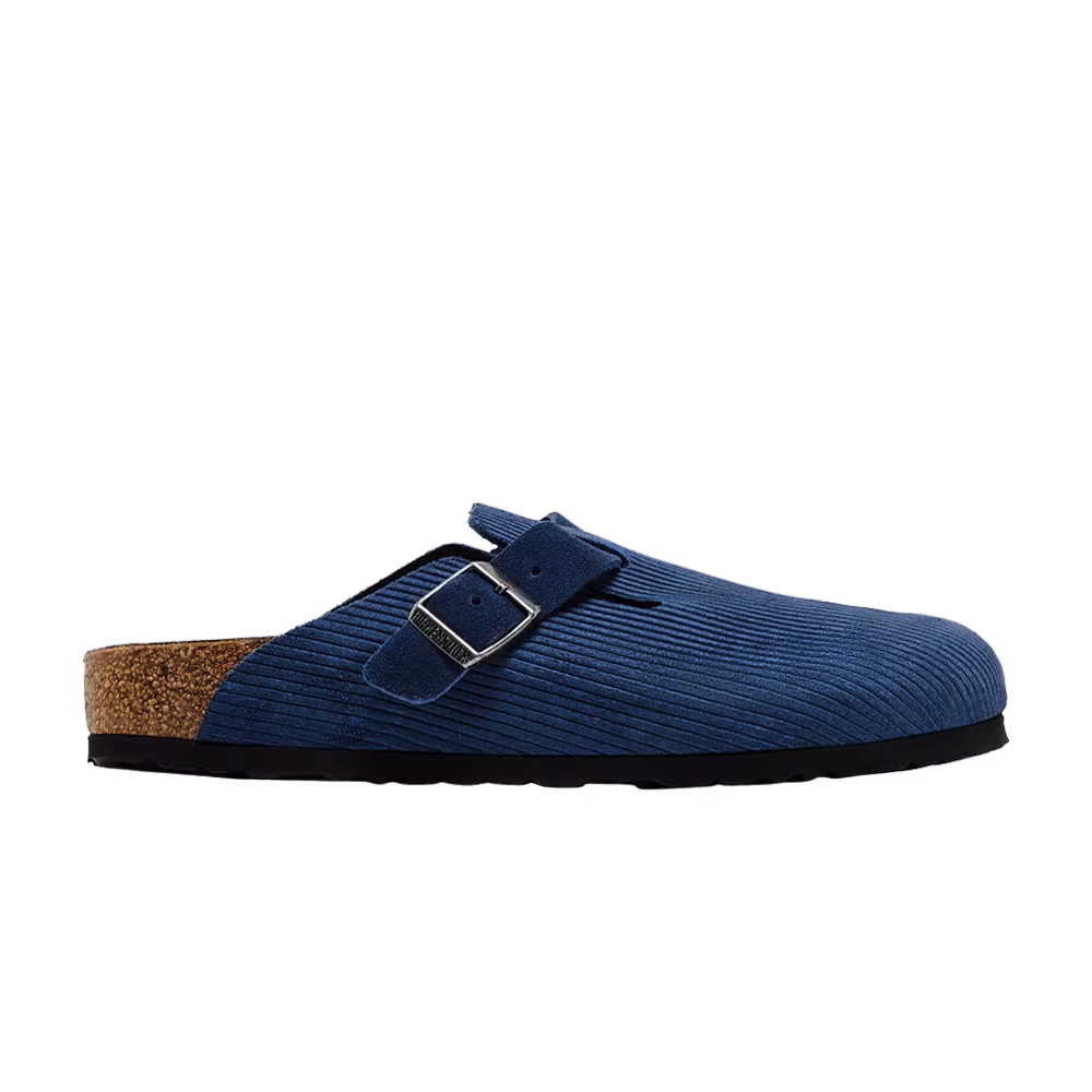 Birkenstock Boston Suede Embossed Corduroy Narrow Indigo