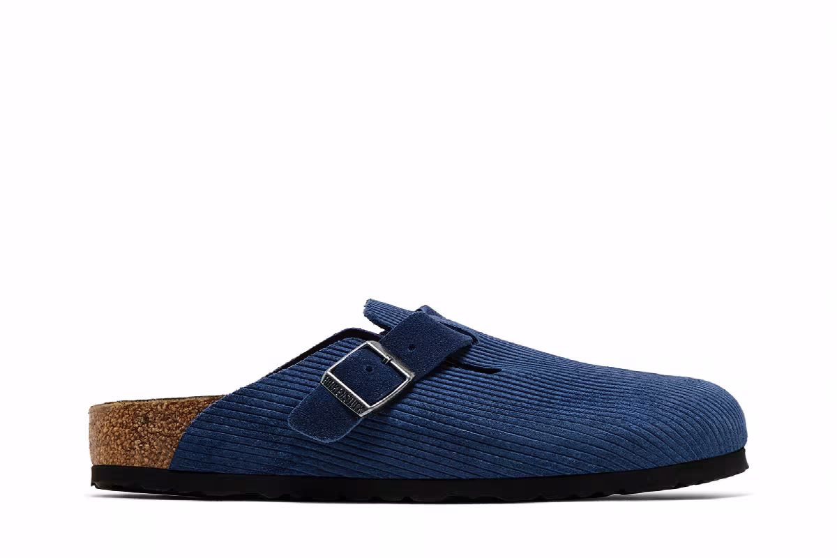 Birkenstock Boston Suede Embossed Corduroy Narrow Indigo, view 2