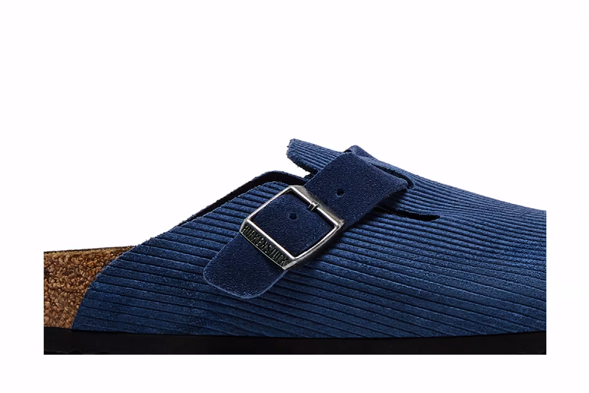 Birkenstock Boston Suede Embossed Corduroy Narrow Indigo, view 3