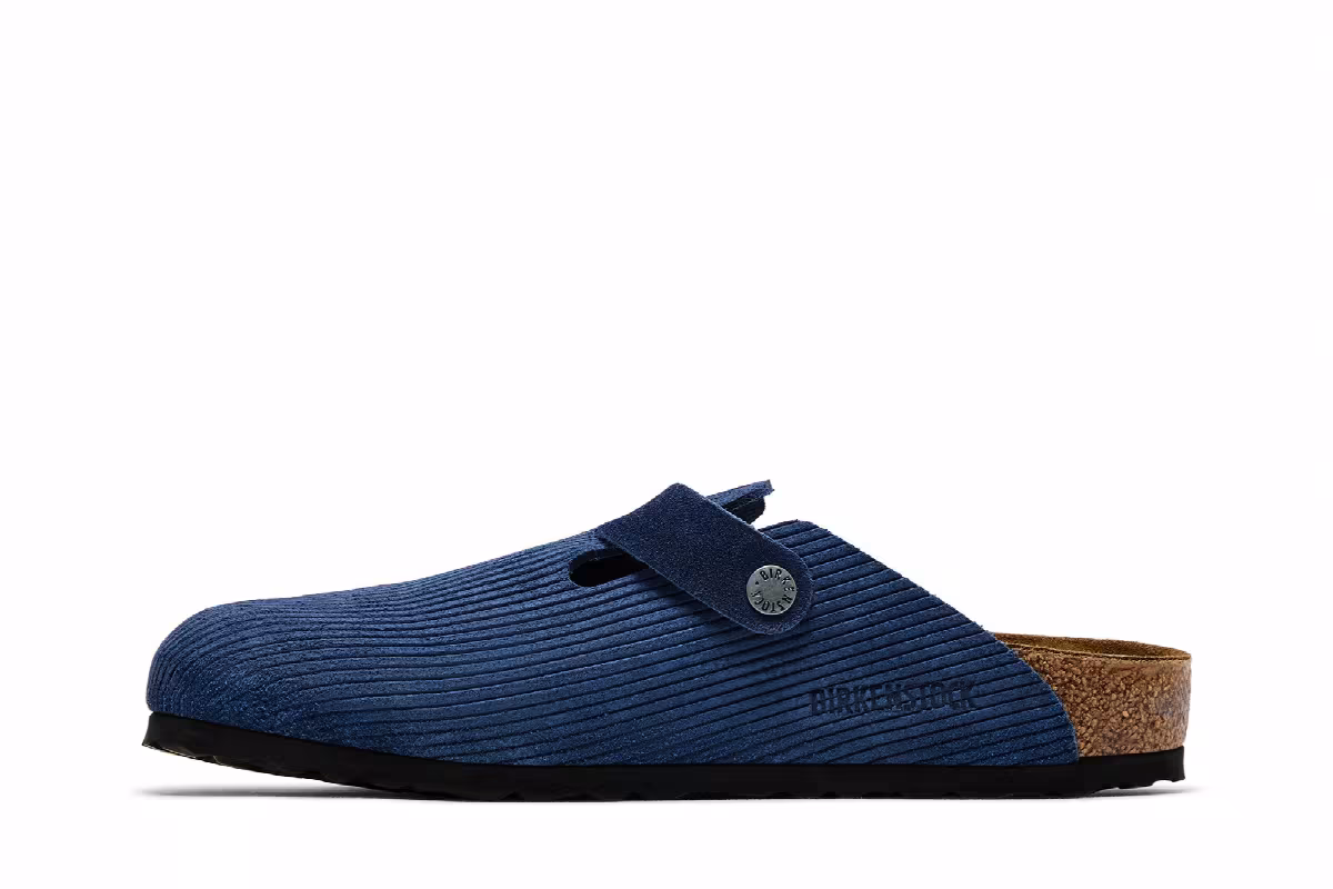 Birkenstock Boston Suede Embossed Corduroy Narrow Indigo, view 4