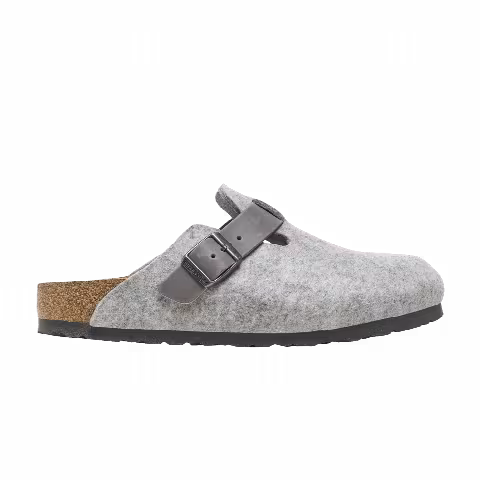 Birkenstock Boston Natural Leather-Felt 'Light Grey'