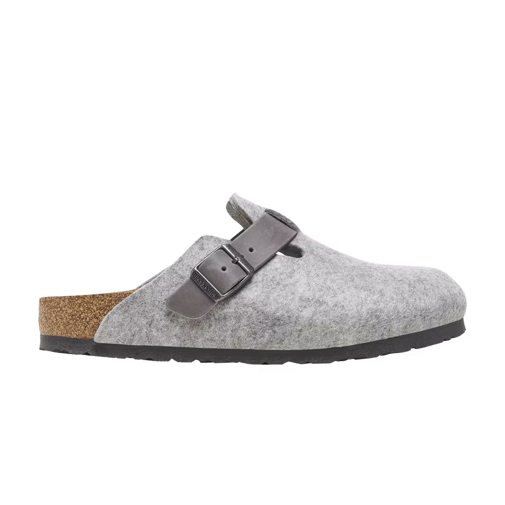 Birkenstock Boston Natural Leather-Felt Light Grey