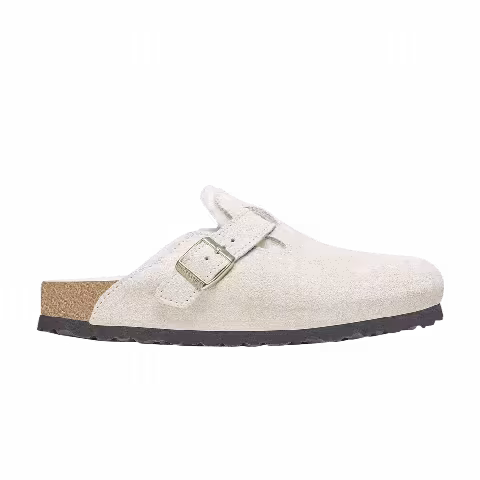 Birkenstock Wmns Boston Shearling Suede Leather Narrow 'Antique White'