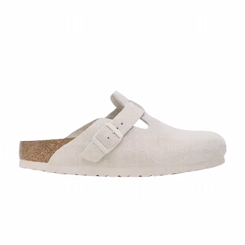 Birkenstock Boston Soft Footbed Suede Leather 'Antique White'
