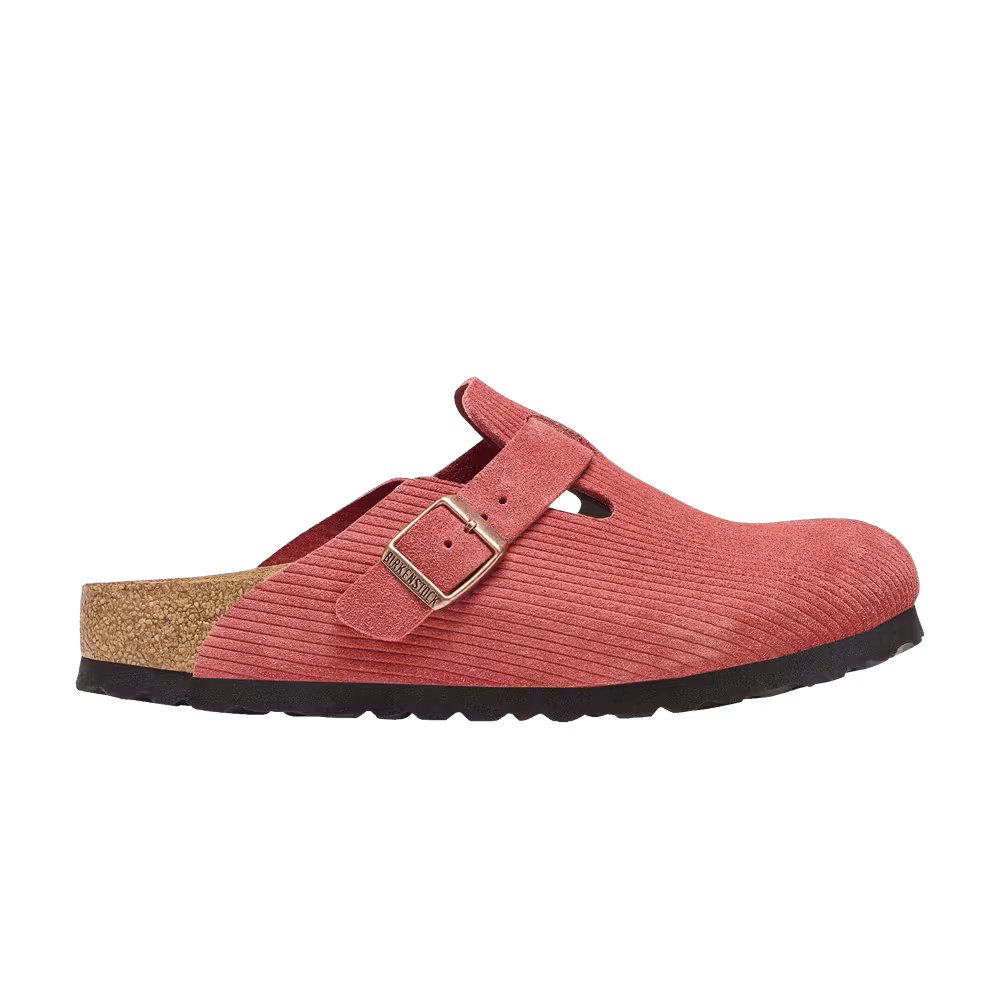 Birkenstock Boston Suede Embossed Corduroy Narrow Sienna Red