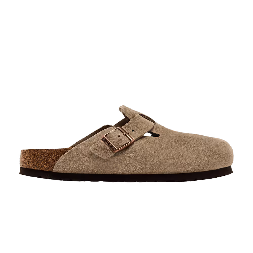 Birkenstock Boston Soft Footbed Suede Narrow Fit Taupe
