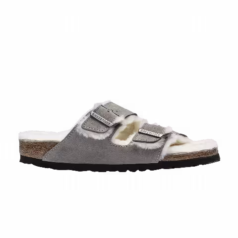 Birkenstock Arizona Shearling Suede Leather Narrow 'Stone Coin'