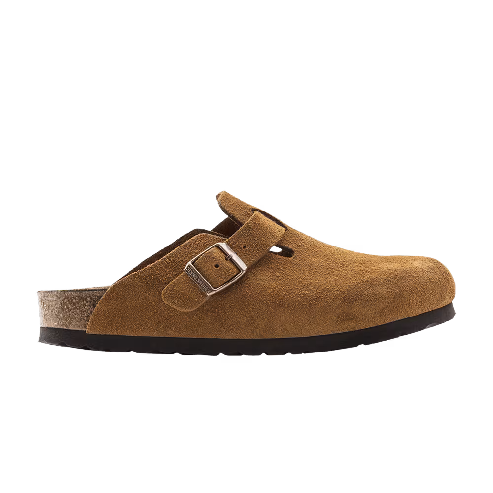 Birkenstock Boston Soft Footbed Suede Leather Narrow Mink