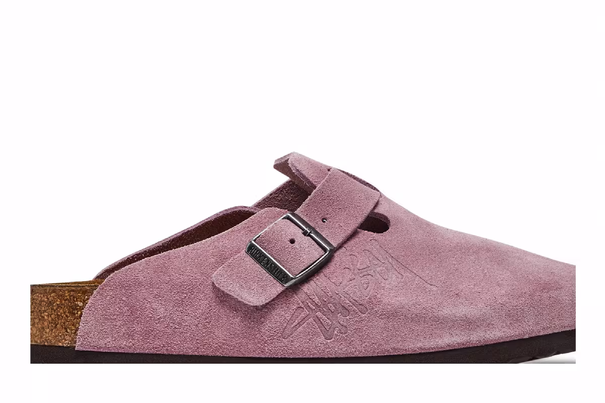 Stussy x Birkenstock Boston Shaggy Dusty Pink, view 3