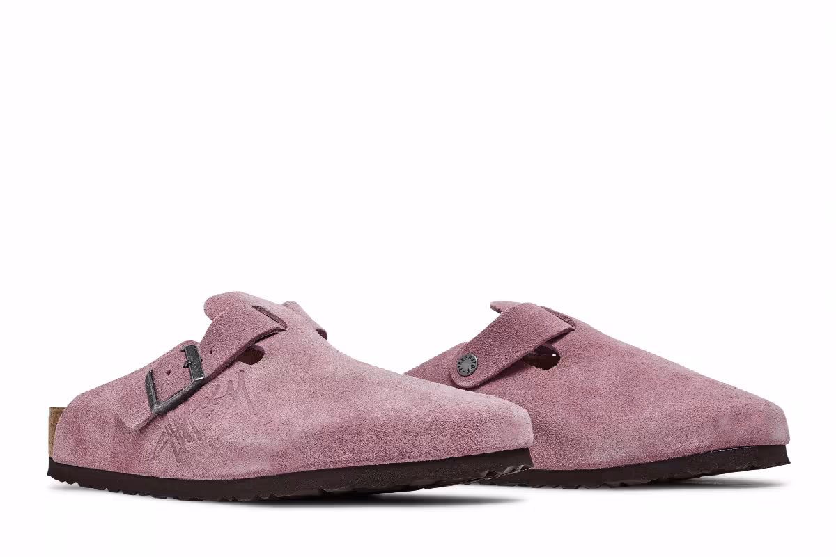 Stussy x Birkenstock Boston Shaggy Dusty Pink, view 9