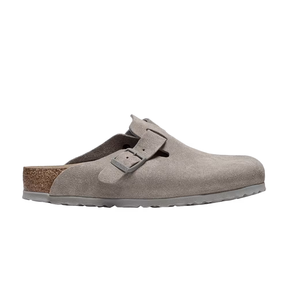 Birkenstock Boston Soft Footbed Suede Stone Coin