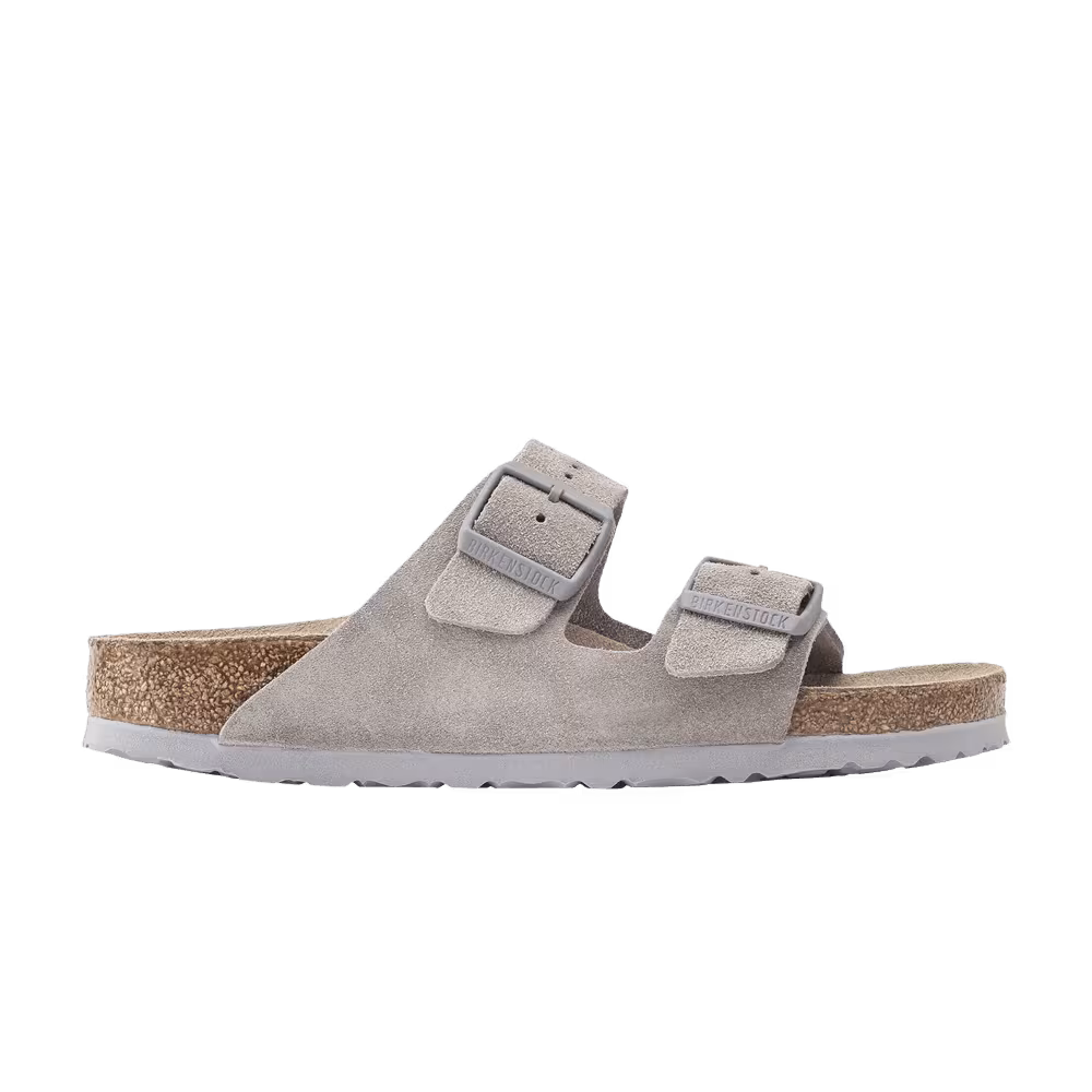 Birkenstock Arizona Soft Footbed Suede Leather Stone Coin
