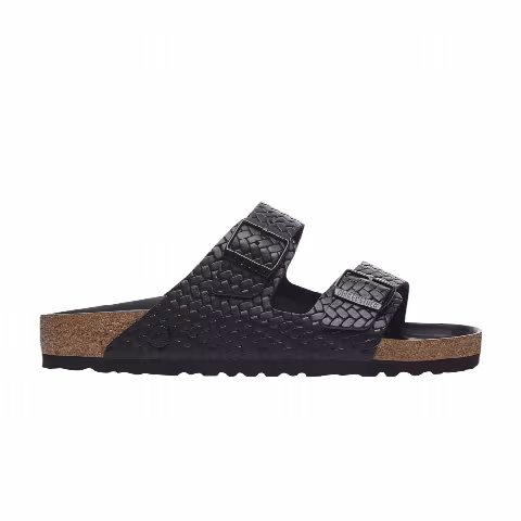 Birkenstock Arizona Leather Woven Sandal 'Emboss Black'
