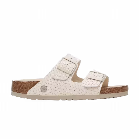 Birkenstock Arizona Leather Woven Sandal 'Emboss Ecru'