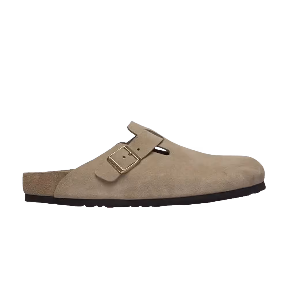 Birkenstock Boston Exquisite Suede Sandal Taupe