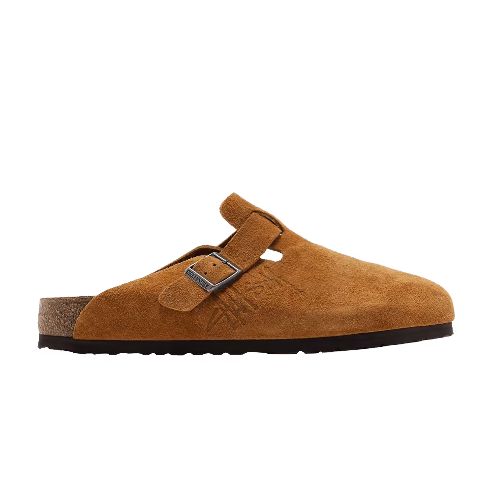 Stussy x Birkenstock Boston Shaggy Caramel